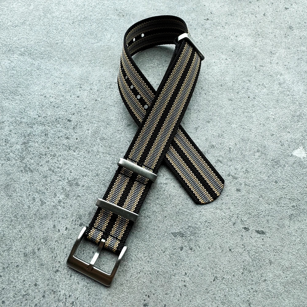 20mm 22mm Sport Fashion Black Yellow Grey Ribbed Fabric Nylon Watch Strap for Blancpain Omega Swatch Watches