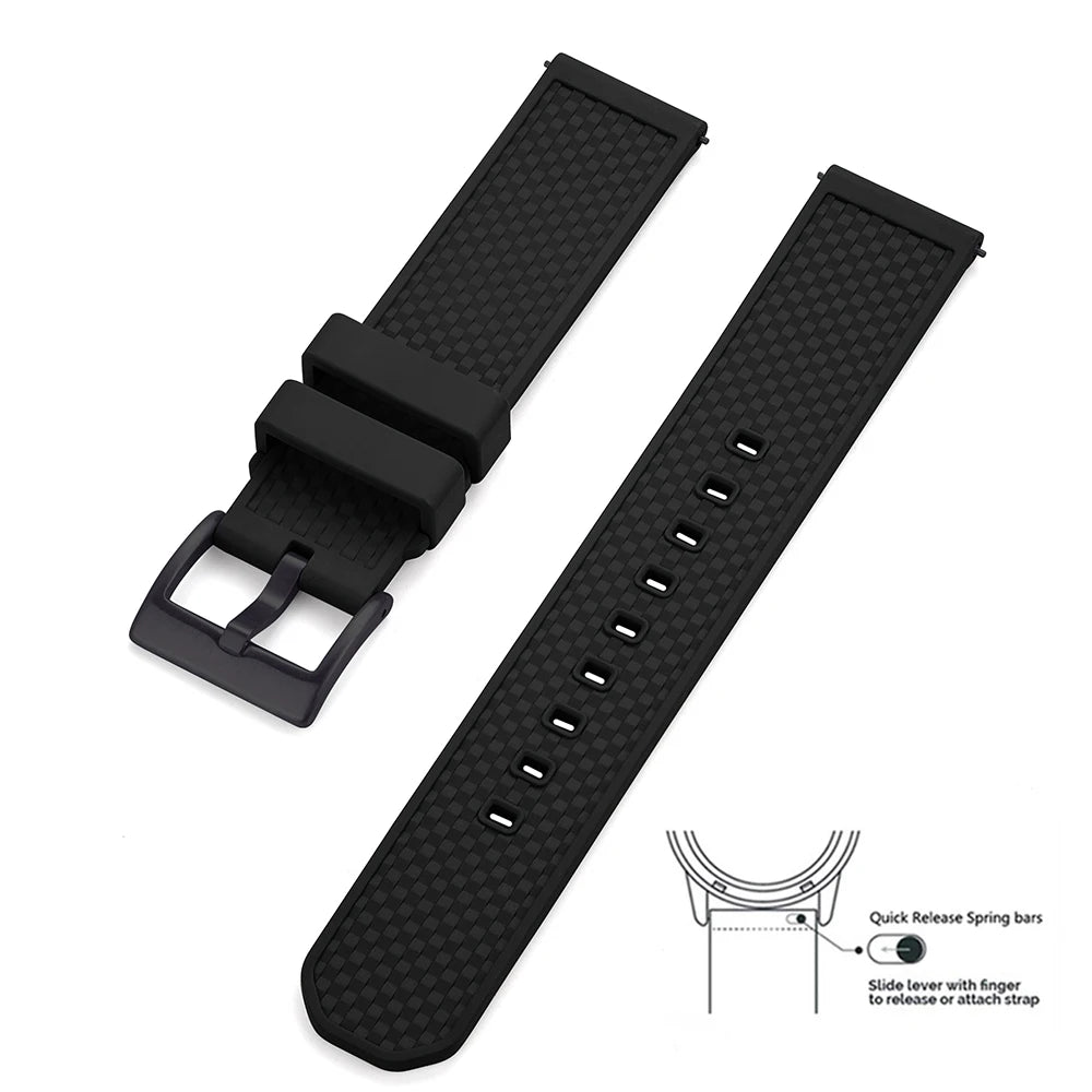 Premium Quality 18mm 20mm 22mm FPM/FKM Watch Strap, New Design Quick Release Fluoro Rubber Watchbands for Every Smartwatch Brand