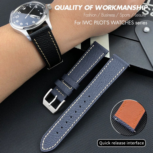 Quick Release Genuine Cowhide Watch Strap, 20mm 21mm 22mm, for IWC Pilot Oris Hamilton MIDO SEIKO SKX 5 Rolex