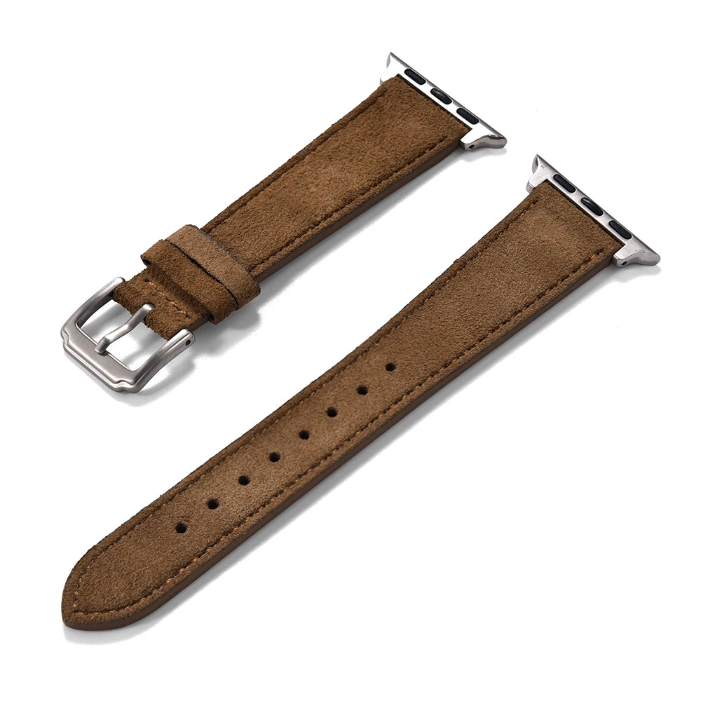 Cinturino per orologio in pelle scamosciata marrone 38mm 40mm 41mm per iWatch 8 7 6 5 SE, cinturino di ricambio 42mm 44mm 45mm per Apple Watch da donna e uomo