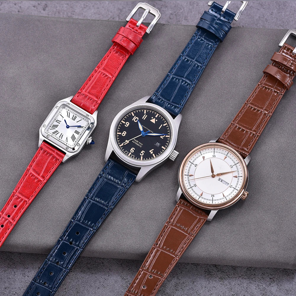 16/18/19/20/21/22mm Cinturino per orologio in pelle con motivo a fiamma Cinturino per orologio in pelle a sgancio rapido da donna e uomo per bracciale Omega Seiko Cartier