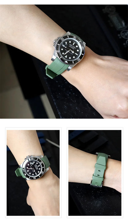 Bracelet de montre en caoutchouc fluoré FKM souple pour hommes et femmes, bracelet de montre universel étanche, bracelet de montre en silicone, UTHAIG28, 20mm