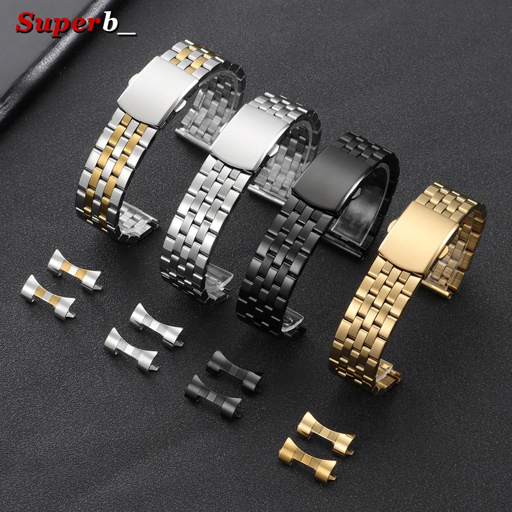 Bracelet de montre en acier inoxydable, 12mm 14mm 16mm 18mm 20mm 22mm 24mm, Bracelet métallique universel pour hommes et femmes, remplacement des sangles à boucle pliante