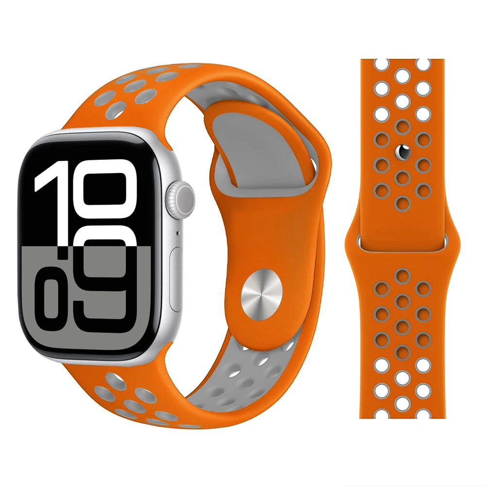 Bracelet en Silicone pour bracelets de montre Apple 46mm 44mm 45mm 40mm 41mm 42mm, Bracelet de Sport Correa iWatch série 11 10 9 SE 8 7 6 5