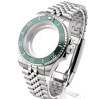 Cassa per orologio secondario in argento di alta qualità, 40,5 mm, adatta per NH-35/36, vetro zaffiro, cassa in metallo, parti e accessori resistenti all'acqua fino a 50 bar