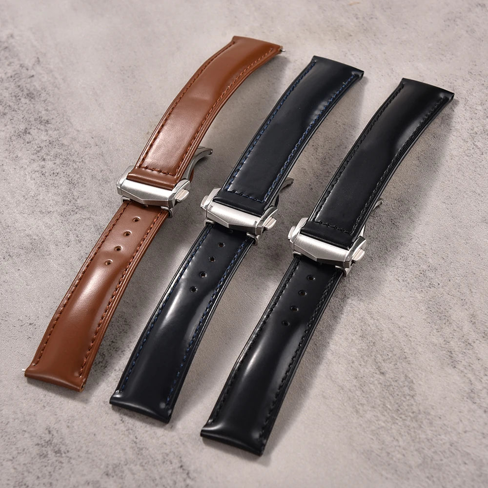 Bracciale in pelle bovina con chiusura deployante 19mm 20mm 21mm 22mm per Omega Couturier cinturino universale in pelle accessori orologio da uomo