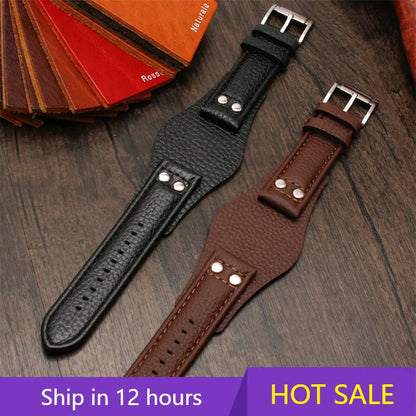 Cinturino in vera pelle per Fossil CH2564 CH2565 CH2891 CH3051 FS4813 ME3102 AM4535/AM4486 AM4532 20mm 22mm, cinturino per orologio da uomo con rivetti