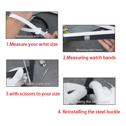 New Design CTS Fluoro-Rubber Watch Strap 18mm 19mm 20mm 22mm Watch Straps with Quick-Release Butterfly Buckle FKM Strap for Cutting to Size