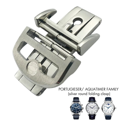 Structure de déploiement en acier inoxydable SION L, bracelet de montre en cuir, fermoir pliant, or rose, caoutchouc, marque pilote IWC, portugais, 18mm