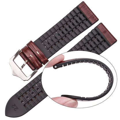 Bracelet de montre en cuir véritable pour hommes et femmes, en caoutchouc et Silicone, étanche et respirant, boucle, accessoires d'horloge 18 20 22mm