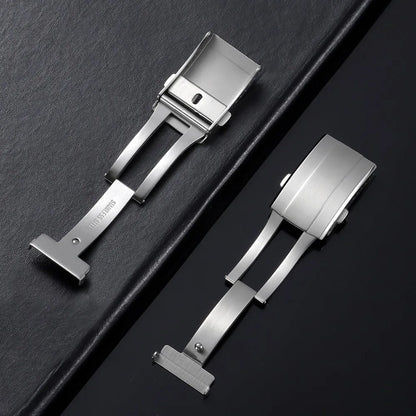 New Premium Quality Universal Double Snap Folding Clasp, 18mm 20mm, Stainless Steel Watch Band Buckle