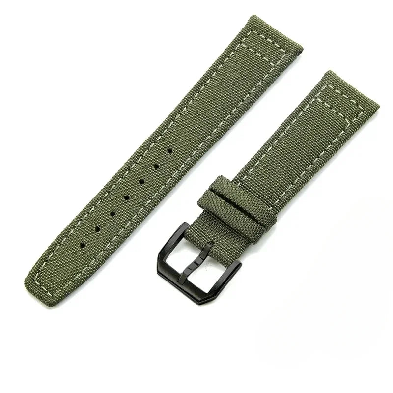 Cinturino per orologio in tela di nylon, 20 mm 21 mm 22 mm, per orologio da pilota IWC Portugal PORTOFINO, cinturino in tessuto, fibbia pieghevole, cinturino in pelle bovina