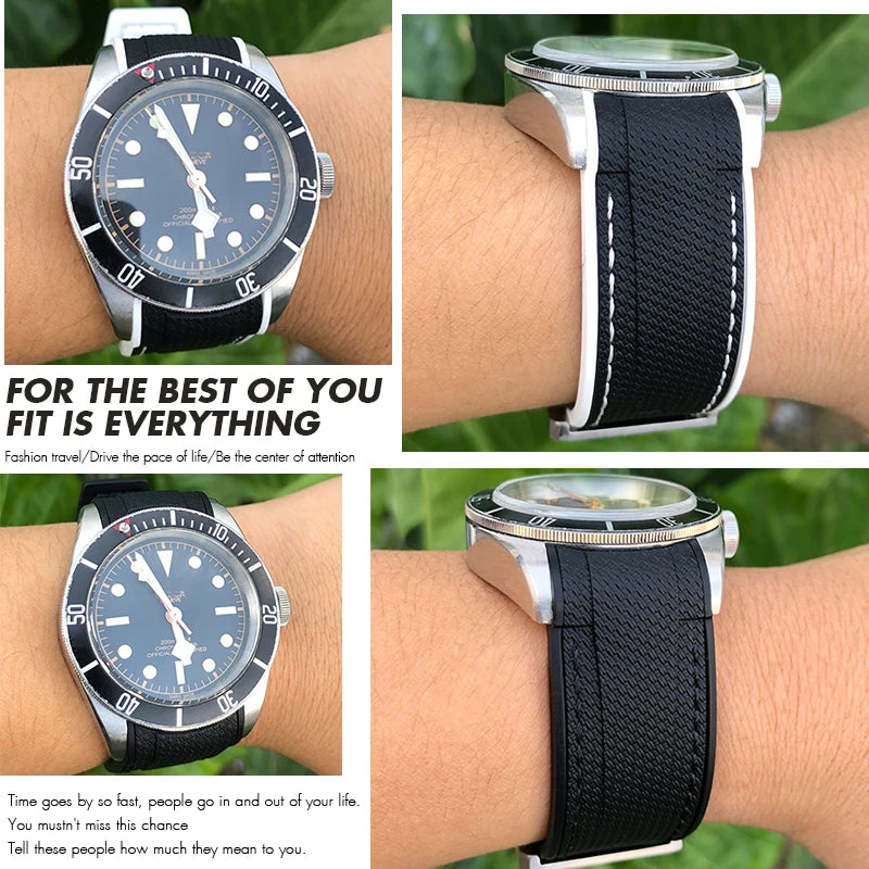 Nuovo cinturino per orologio morbido da 22mm 23mm, adatto per Tudor Bronze Black Bay GMT Pelagos con estremità curva, cinturino per orologio in gomma silicone impermeabile