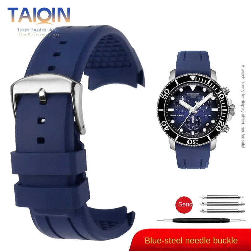 Bracelet de montre en caoutchouc FKM incurvé de haute qualité, 20 22mm, pour seiko rolex tudor Tissot, bracelet de montre pour hommes, fermoir papillon