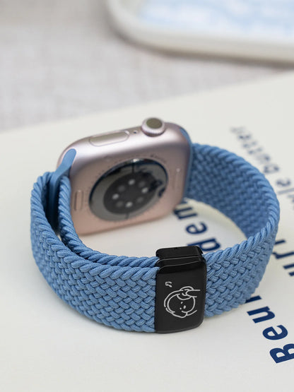 Bracelet en nylon tressé avec motif chien musical et fermoir magnétique pour Apple Watch S11 S10 S9 S8 Ultra SE3 49mm 42mm 45mm 44mm 46mm S10 42mm