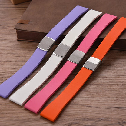 New CTS Fluororubber FKM Watch Straps 16mm 18mm 19mm 20mm 21mm 22mm Cut-to-Size Quick Release Butterfly Silver Buckle Watch Straps