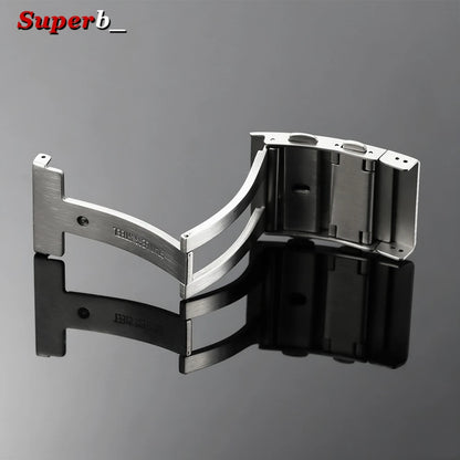 Solid 316L Stainless Steel Watch Buckle, 14mm, 16mm, 18mm, 20mm, 22mm, Adjustable Folding Clasp, Extension Clasps, Silver Metal Button