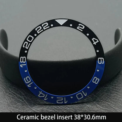 38mm x 30.6mm Sloped Ceramic Bezel GMT and Diving Watch Insert for 40mm Men's Watch Replacement Watch Bezel Inserts