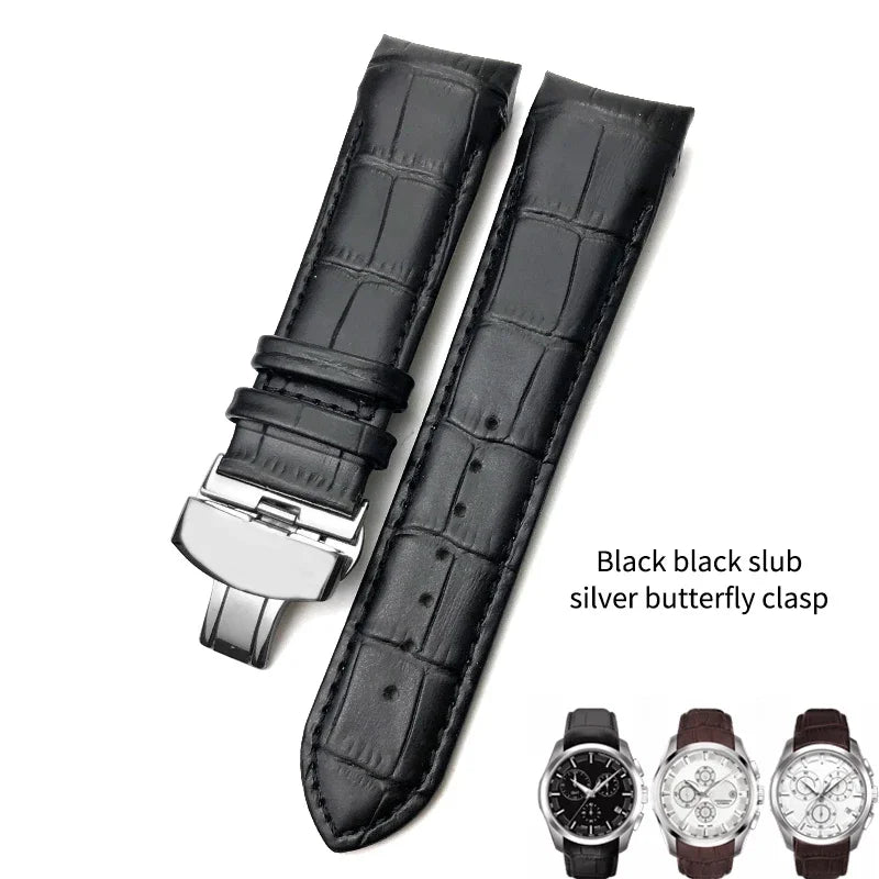Cinturino per orologio in vera pelle 22mm 23mm 24mm adatto per Tissot T 035617 T035 cinturino in pelle di vacchetta nera fibbia deployante uomo