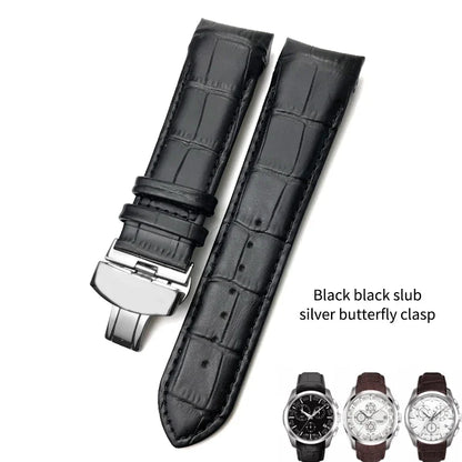 Cinturino per orologio in vera pelle 22mm 23mm 24mm adatto per Tissot T 035617 T035 cinturino in pelle di vacchetta nera fibbia deployante uomo