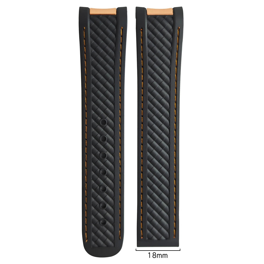 Natural rubber watch strap, 20mm, for Omega Seamaster Aqua Terra, 150M, 41mm, AT150, 220, 231, rose gold, curved end, sport, 19mm