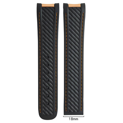 Natural rubber watch strap, 20mm, for Omega Seamaster Aqua Terra, 150M, 41mm, AT150, 220, 231, rose gold, curved end, sport, 19mm