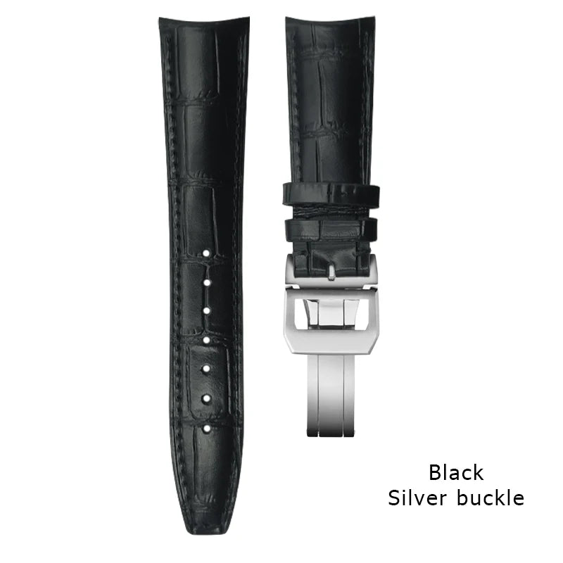 Curved end watch strap for IWC PILOT Portugieser Portofino 20mm 21mm 22mm genuine calfskin watchband high quality cowhide strap