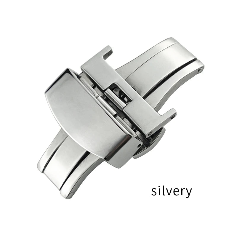 Bracciale con chiusura deployante in acciaio inossidabile, fibbia a farfalla pieghevole a doppio clic per cinturino orologio 12mm 14mm 16mm 20mm 22mm, strumenti in regalo
