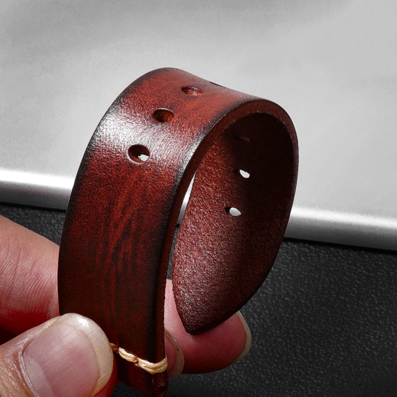 Handmade leather watch strap, 20mm 22mm 24mm, for Panerai, Tudor, Biwan Bronze, and Breitling watches, Italian cowhide leather.