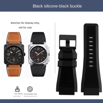 Pour bracelet de montre Bell & Ross BR ceinture de montre pour hommes BR01 BR03 bracelet de montre en cuir Bell Ross 35X24mm interface convexe pour hommes