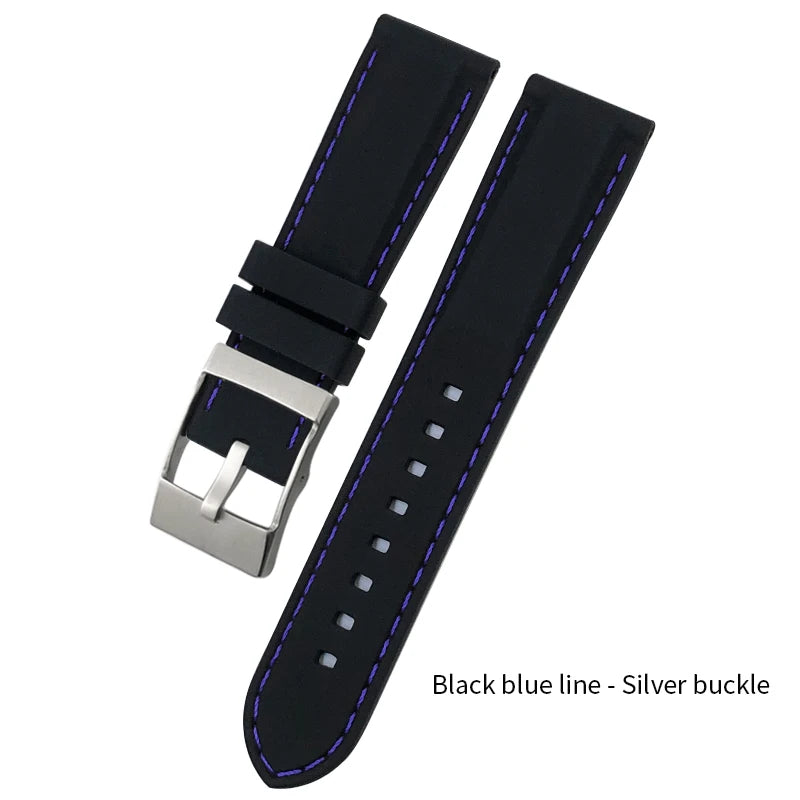 Bracelet de Montre en Caoutchouc de Silicone Souple, Coloré, pour Breitling SEIKO Longines Tudor mol, 20mm 21mm 22mm 23mm 24mm