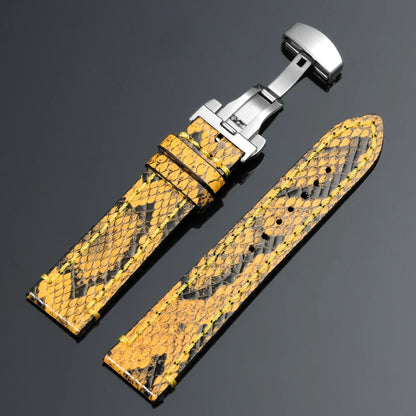 Bracelet en cuir véritable fait à la main pour hommes, pour Seiko, motif peau de serpent et de requin gaufré, bracelet de montre vintage en cuir de vache noir, 18mm, 20mm, 22mm