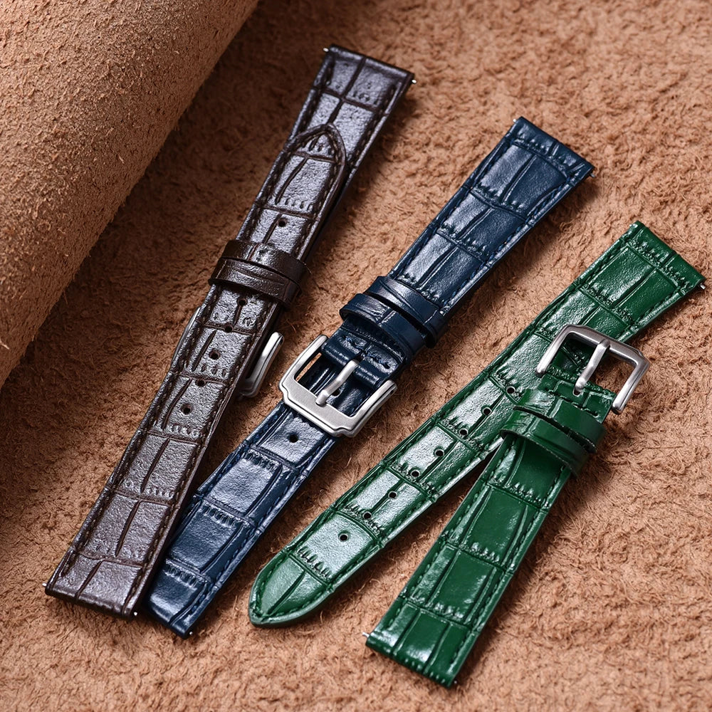 16/18/19/20/21/22mm Cinturino per orologio in pelle con motivo a fiamma Cinturino per orologio in pelle a sgancio rapido da donna e uomo per bracciale Omega Seiko Cartier