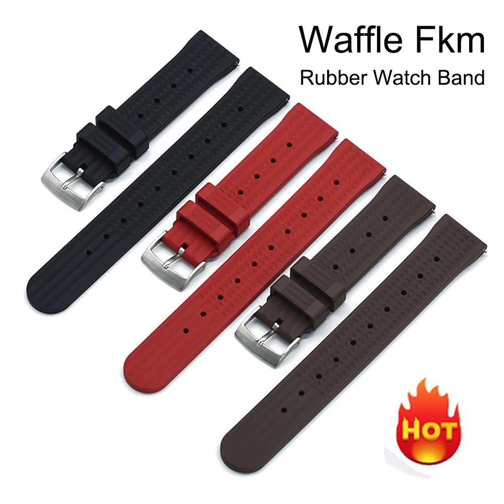 JUELONG – bracelets de montre en caoutchouc gaufré FKM, à dégagement rapide, étanche, Durable, en caoutchouc fluoré, 20mm 22mm, pour montre de plongée traditionnelle