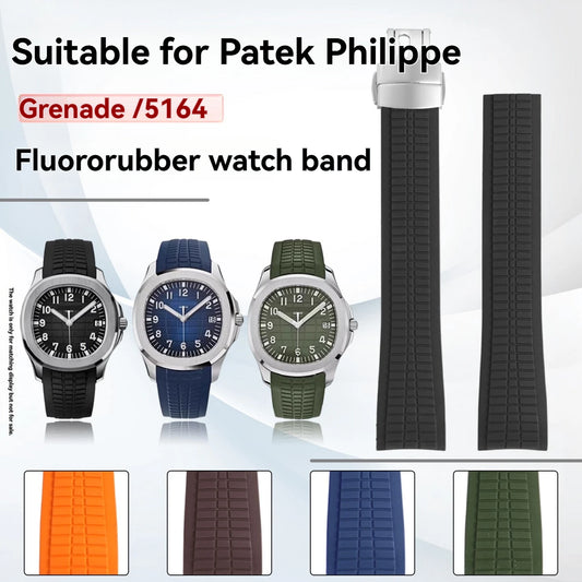 Bracelet de montre en caoutchouc fluoré FKM 21mm pour Patek Philippe Aquanaut 5164A 5167A, Bracelet de remplacement en Silicone étanche