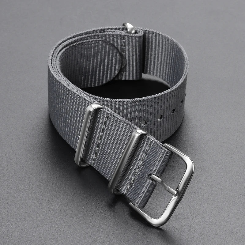 Cinturino per orologio in nylon intrecciato passante singolo da 14 mm, 16 mm, 18 mm, 20 mm, 22 mm, in tela, per uomo e donna, stile militare e sportivo