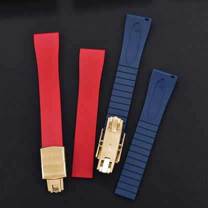 Nouveau bracelet de montre CTS FKM boucle en or papillon à dégagement rapide 16mm 18mm 19mm 20mm 21mm 22mm bracelets de montre en caoutchouc CTS pour couper à la taille