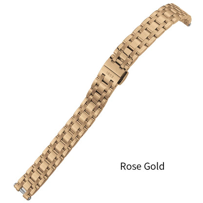 Cinturino per orologio in acciaio inossidabile, chiusura a farfalla, oro rosa, 12mm, SION L, T126, Tissot, Bellissima, Small Lady, T126010, 26mm