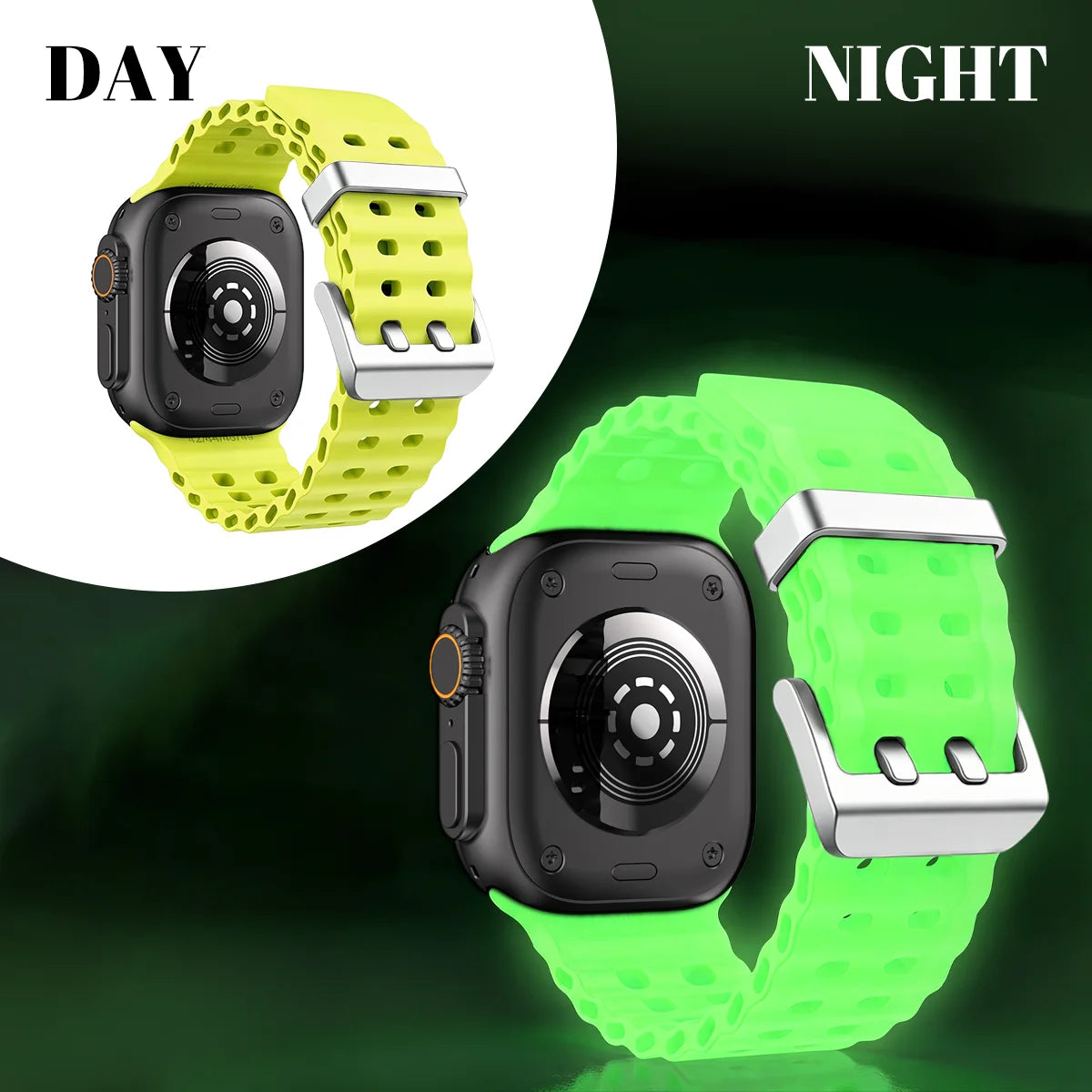 Cinturino per orologio in silicone luminoso Ocean Element compatibile con Apple Watch Ultra/Series 1-11/SE 38/40/41/42/44/45/46/49MM