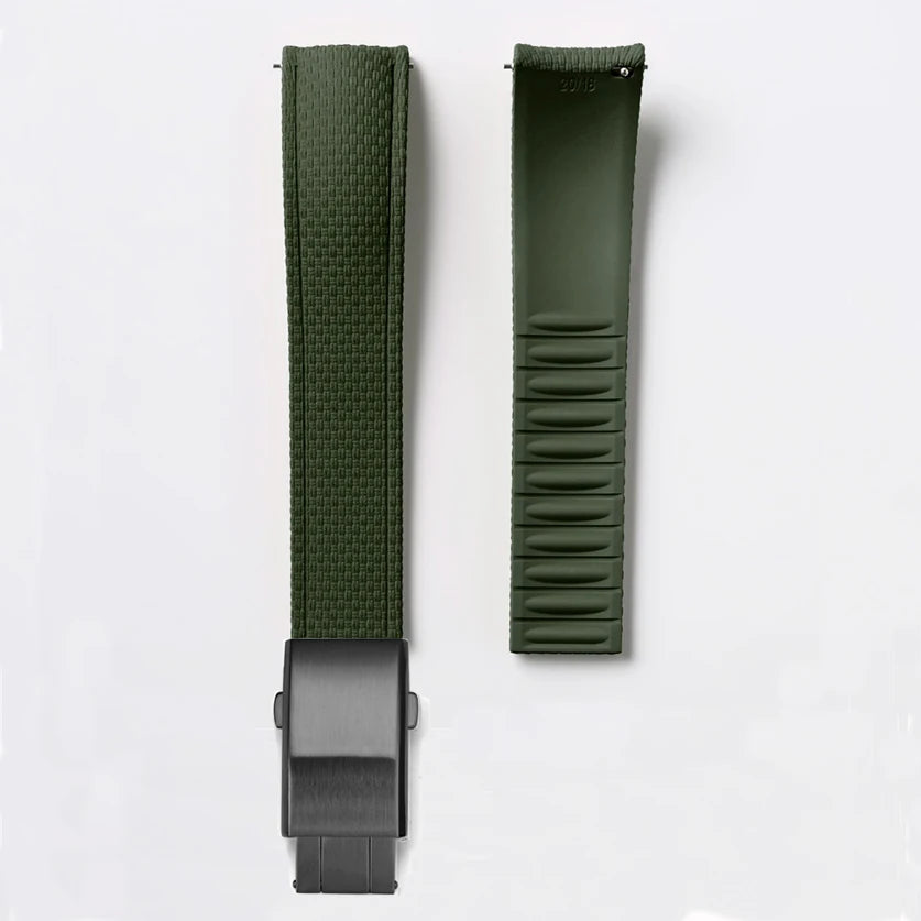 Bracelet de montre en caoutchouc fluoré FKM 18/19/20/21/22/24 mm avec boucle déployante universelle pour hommes, bracelet de remplacement CTS pour Seiko et Omega