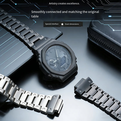 CasiOak Titanium Alloy Case and Strap, DIY Modification Accessories for Casio GA2100 GA-B2100 GA2110 Watches, Replacement Kit