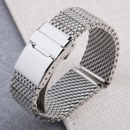 22mm Quality 316L Stainless Steel Woven Mesh Watchband, for Breitling/Omega/IWC/Tudor, Solid Metal Watch Bracelet AB2010
