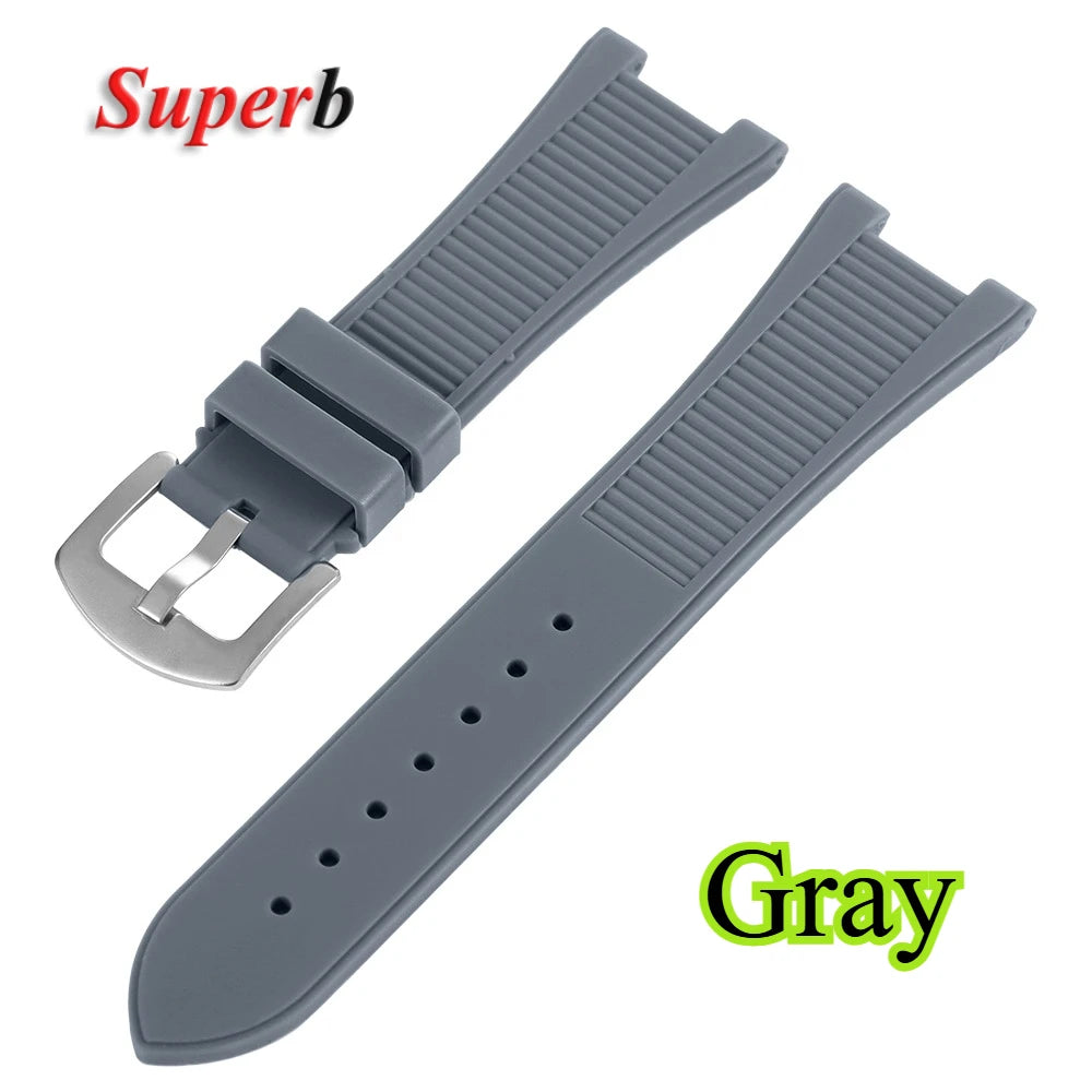 25x13mm Waterproof Silicone Strap for Patek Philippe Nautilus Series 5711 5726 5712, Rubber Watch Band, Concave Interface