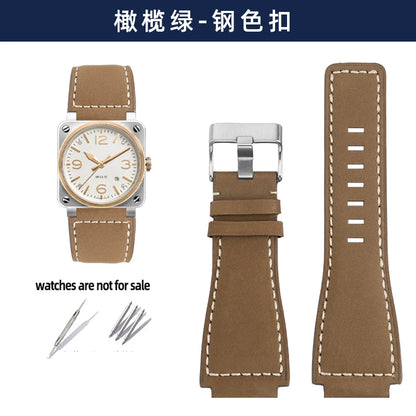 Pour bracelet de montre Bell & Ross BR ceinture de montre pour hommes BR01 BR03 bracelet de montre en cuir Bell Ross 35X24mm interface convexe pour hommes