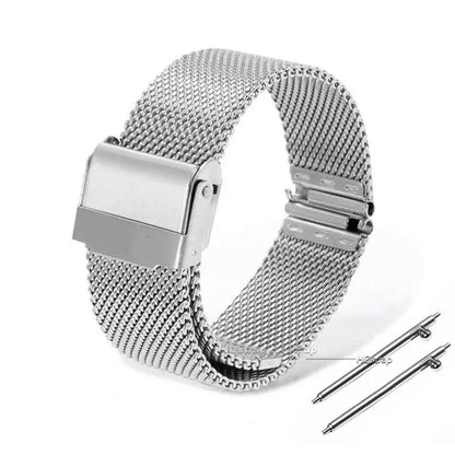 Bracelet de montre milanais universel en acier inoxydable, bracelet en métal, bracelet noir, bracelet en or rose, 12mm, 14mm, 16mm, 18mm, 20mm, 22mm, 24mm