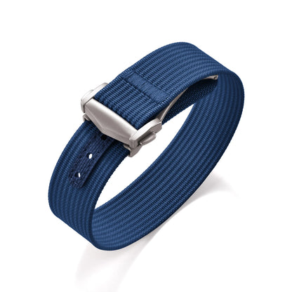 Ribbed Nylon Military Watch Strap 18mm 20mm 22mm with FKM Rubber Deployment Buckle, Sports Bracelet for Men Omega/Tudor/Seiko