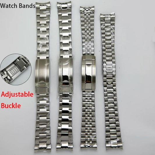Bracciale Oyster/Jubilee in acciaio massiccio argentato, larghezza 20 mm, fibbia regolabile per cassa dell'orologio Datejust SUB GMT NH35 36/40mm