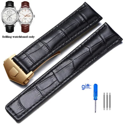 19mm 20mm 22mm Genuine Leather Strap for Tag Heuer Carrera Monaco Watch Black Brown Watchband Bracelet