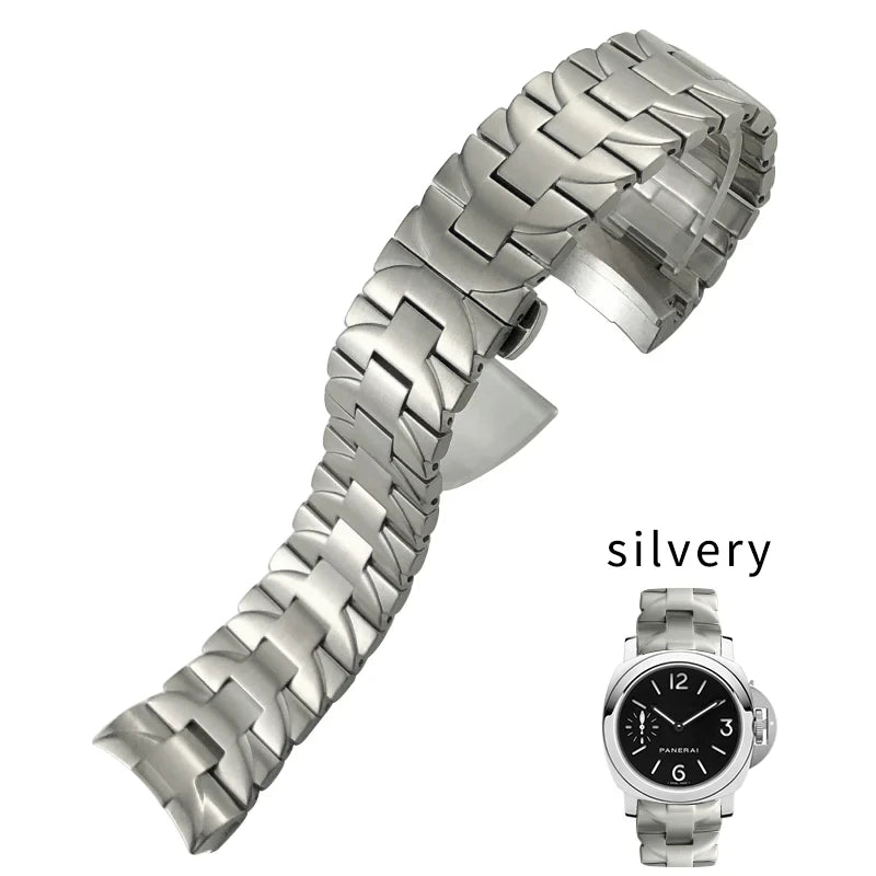 Bracelet de montre en acier inoxydable massif 316L, pour Panerai PAM441 111 382 PAM1314, Bracelet en acier pour hommes, boucle papillon, 24mm
