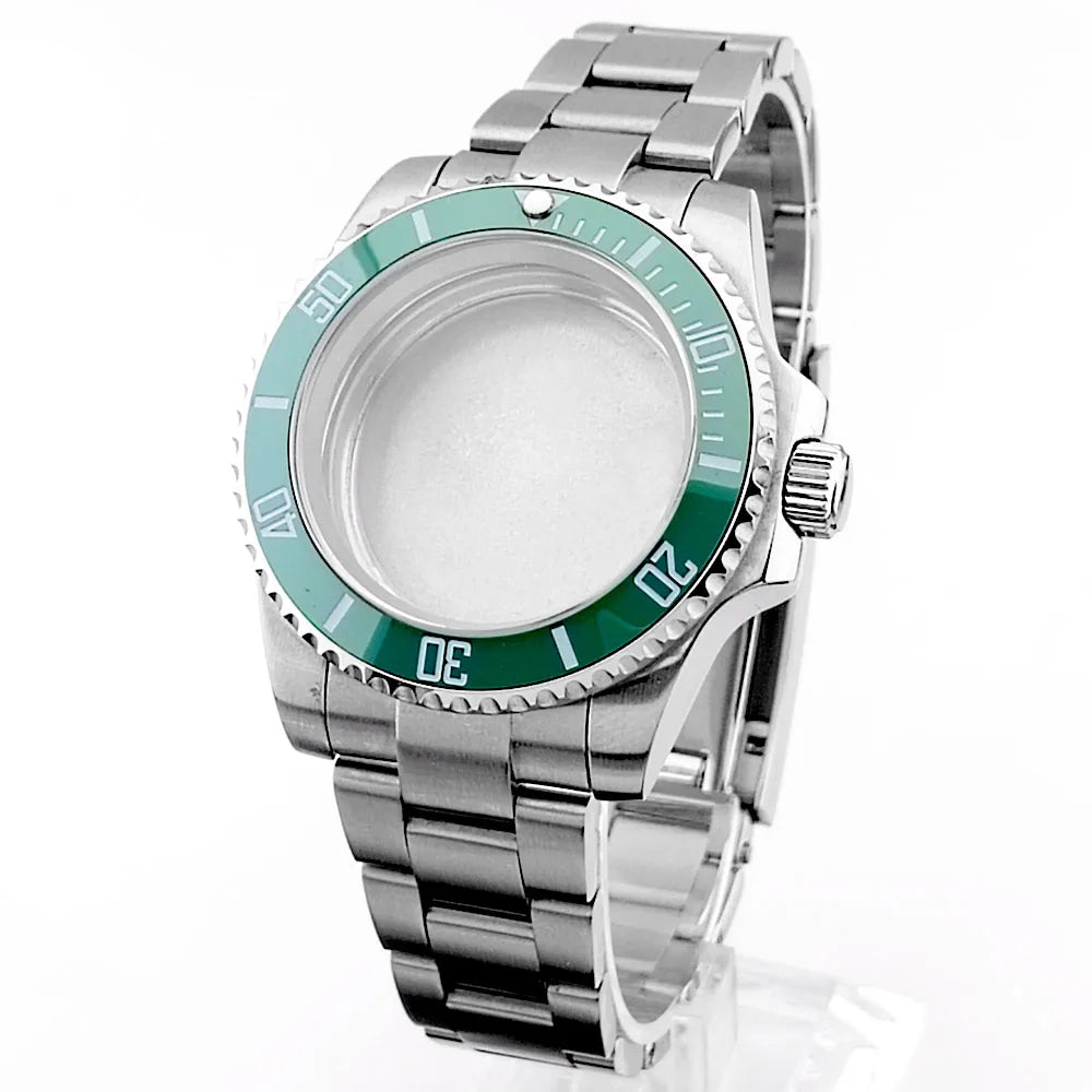Cassa per orologio secondario in argento di alta qualità, 40,5 mm, adatta per NH-35/36, vetro zaffiro, cassa in metallo, parti e accessori resistenti all'acqua fino a 50 bar